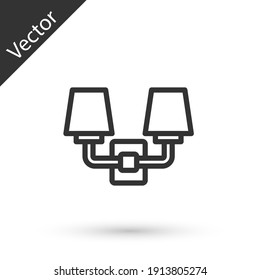 Graue Linie, Wandleuchte oder Symbol, einzeln auf weißem Hintergrund. Wandleuchte. Vektorgrafik.