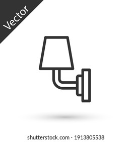 Grey line Wall lamp or sconce icon isolated on white background. Wall lamp light. Vector.