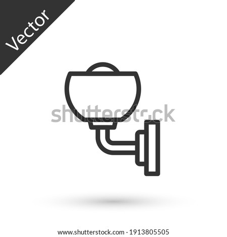Grey line Wall lamp or sconce icon isolated on white background. Wall lamp light. Vector.