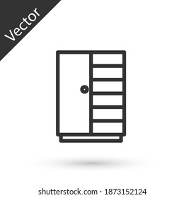 Grey line Wardrobe icon isolated on white background. Vector.