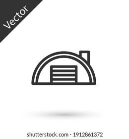 Grey line Warehouse icon isolated on white background. Vector.