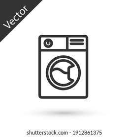 Grey line Washer icon isolated on white background. Washing machine icon. Clothes washer - laundry machine. Home appliance symbol. Vector.
