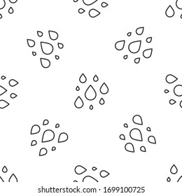 Grey line Water drop icon isolated seamless pattern on white background. Vector Illustration