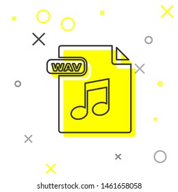 Grey line WAV file document. Download wav button icon isolated on white background. WAV waveform audio file format for digital audio riff files.  Vector Illustration