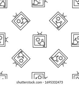 Grey line Weather forecast icon isolated seamless pattern on white background. Vector Illustration