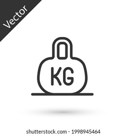 Icono de peso de línea gris aislado en fondo blanco. Bloqueo de peso Kilogramo para el levantamiento de peso y la escala. Símbolo de masa. Vector