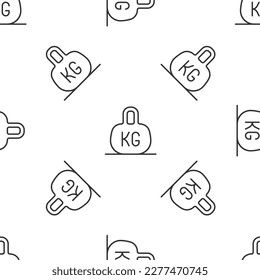 Icono de peso de línea gris aislado patrón transparente en fondo blanco. Bloqueo de peso Kilogramo para el levantamiento de peso y la escala. Símbolo de masa.  Vector