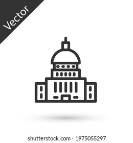 Grey line White House icon isolated on white background. Washington DC. Vector