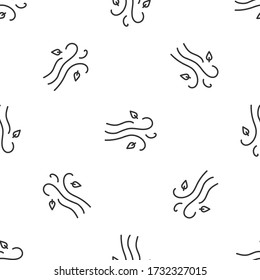 Grey line Wind icon isolated seamless pattern on white background. Windy weather. Vector Illustration