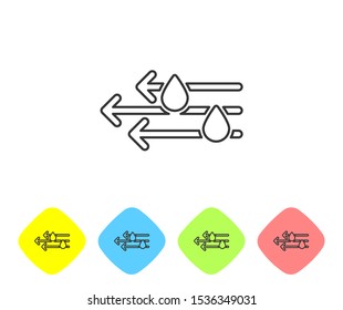 Grey line Wind and rain icon isolated on white background. Windy weather. Set icons in color rhombus buttons. Vector Illustration