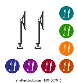 Grey line Windscreen wiper icon isolated on white background. Set icons in color circle buttons. Vector Illustration