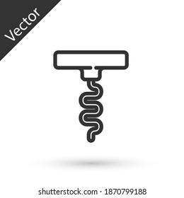 Grey line Wine corkscrew icon isolated on white background. Vector.
