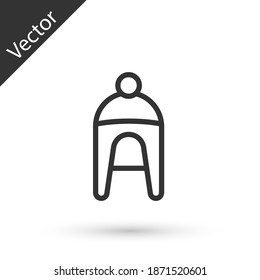 Grey line Winter hat icon isolated on white background. Vector.