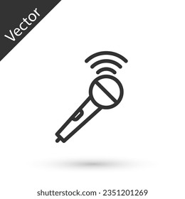 Grey line Wireless microphone icon isolated on white background. On air radio mic microphone. Speaker sign.  Vector