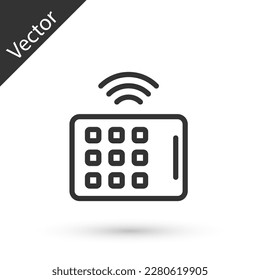 Grey line Wireless tablet icon isolated on white background. Internet of things concept with wireless connection.  Vector