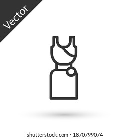 Grey line Woman dress icon isolated on white background. Clothes sign. Vector.