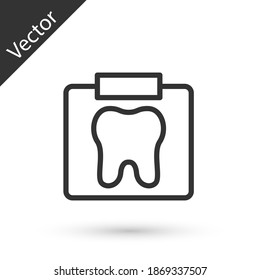 Grey line X-ray of tooth icon isolated on white background. Dental x-ray. Radiology image. Vector.