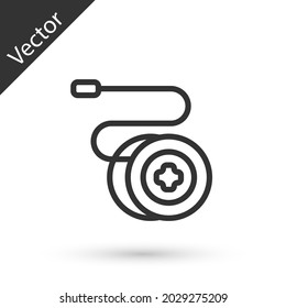 Grey line Yoyo toy icon isolated on white background.  Vector