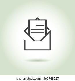grey linear open letter icon, vector
