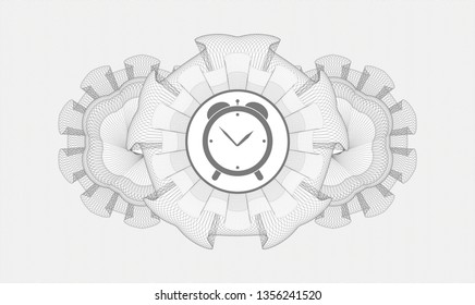 Grey linear rosette with alarm clock icon inside