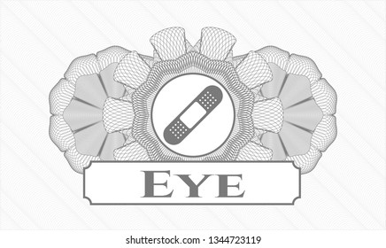 Grey linear rosette with bandage plaster icon and Eye text inside