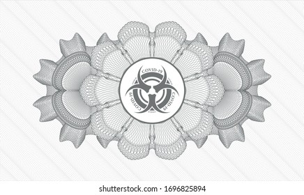 Graue Linearrosette mit Covid-19-Symbol
