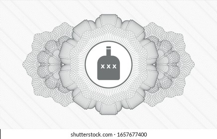 Grey linear rosette with bottle of alcohol icon inside