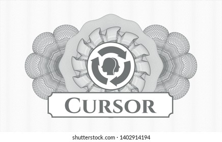 Grey linear rosette with brain storm icon and Cursor text inside