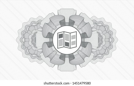 Grey linear rosette with brochure icon inside