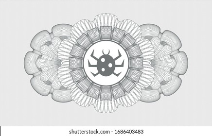 Grey linear rosette with bug icon inside