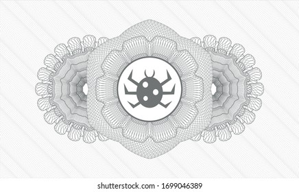 Grey linear rosette with bug icon inside