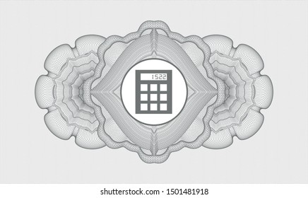 Grey linear rosette with calculator icon inside