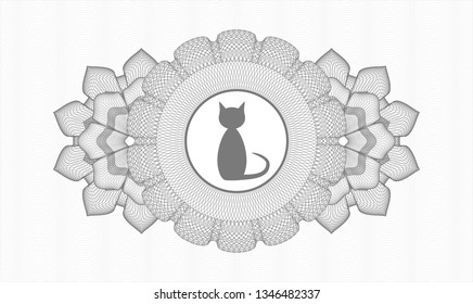 Grey linear rosette with cat icon inside