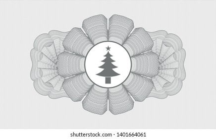 Grey linear rosette with christmas tree icon inside