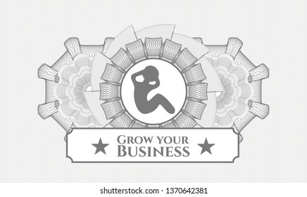 Grey linear rosette with crunch icon and Grow your Business text inside