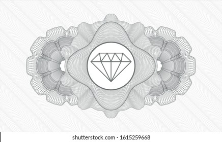 Grey linear rosette with diamond icon inside