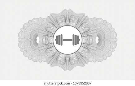Grey linear rosette with dumbbell icon inside