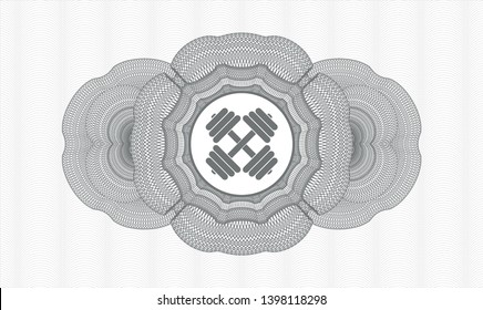 Grey linear rosette with dumbbell icon inside