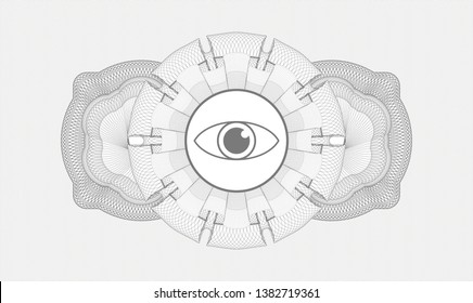 Grey linear rosette with eye icon inside