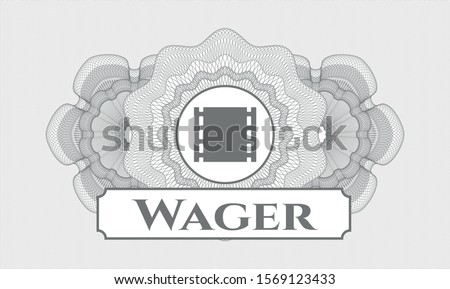 Grey linear rosette with film icon and Wager text inside