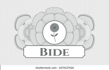 Rosette lineal gris con icono de flor y texto Bide dentro