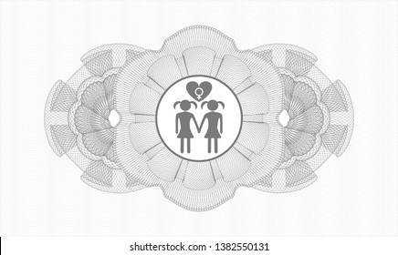 Grey linear rosette with lesbian love icon inside