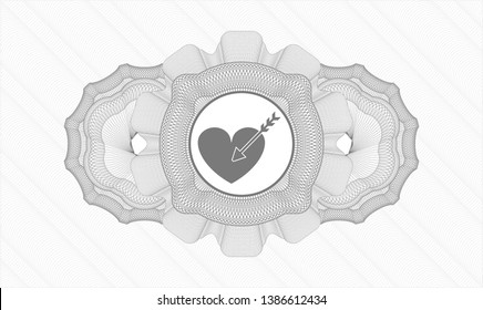 Grey linear rosette with love icon inside