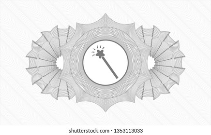 Grey linear rosette with magic stick icon inside