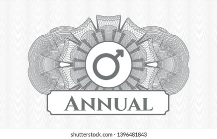 Grey linear rosette with male icon and Annual text inside