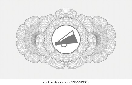 Grey linear rosette with megaphone icon inside