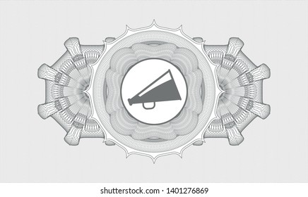 Grey linear rosette with megaphone icon inside