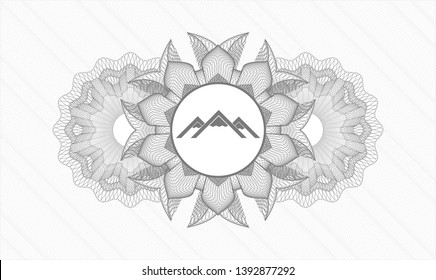 Grey linear rosette with mountain icon inside