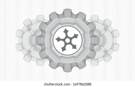 Grey linear rosette with ninja star icon inside