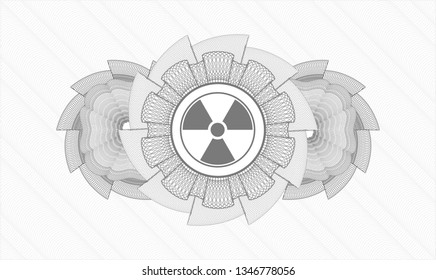Grey linear rosette with nuclear, radioactive icon inside
